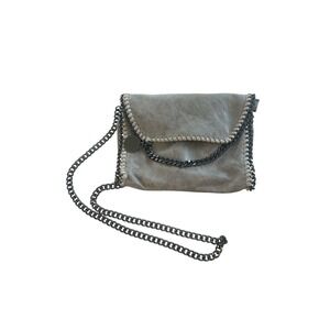 Designer Grey Faux Leather Chain Crossbody Bag Clutch Evening Party‎